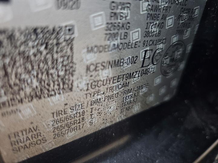 Aukcja sprzedaży 2021 Chevrolet Silverado, vin: 1GCUYEET9MZ104871, numer aukcji: 61648096