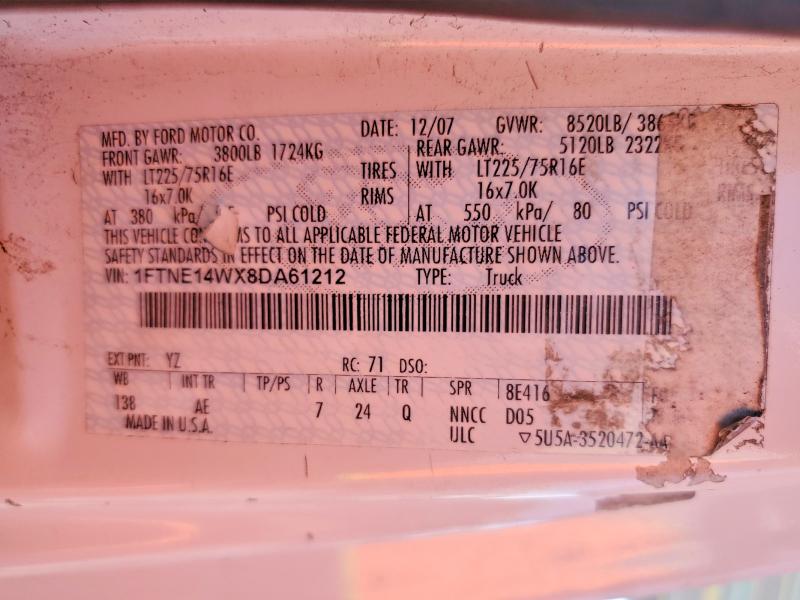 66506546 :رقم المزاد ، 1FTNE14WX8DA61212 vin ، 2008 Ford Econoline مزاد بيع