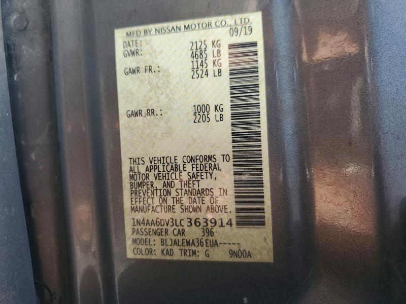 Auction sale of the 2020 Nissan Maxima, vin: 1N4AA6DV3LC363914, lot number: 65040896