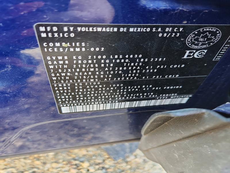 64082836 :رقم المزاد ، 3VV4X7B27RM011576 vin ، 2024 Volkswagen Taos مزاد بيع