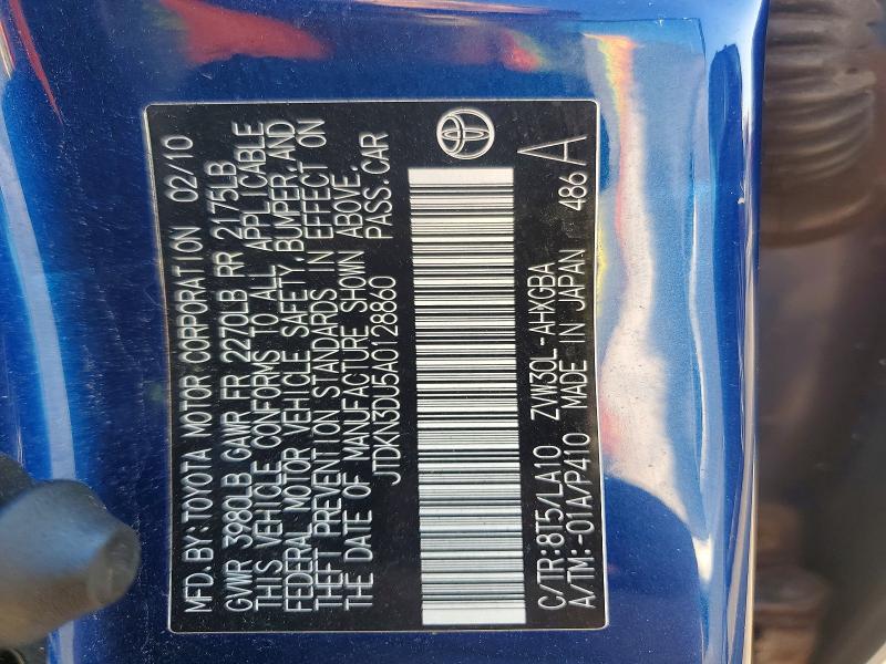 66747506 :رقم المزاد ، JTDKN3DU5A0128860 vin ، 2010 Toyota Prius مزاد بيع