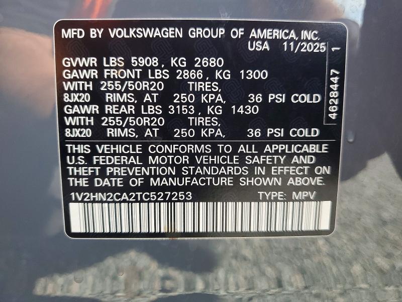Продажа на аукционе авто 2026 Volkswagen Atlas, vin: 1V2HN2CA2TC527253, номер лота: 66231126