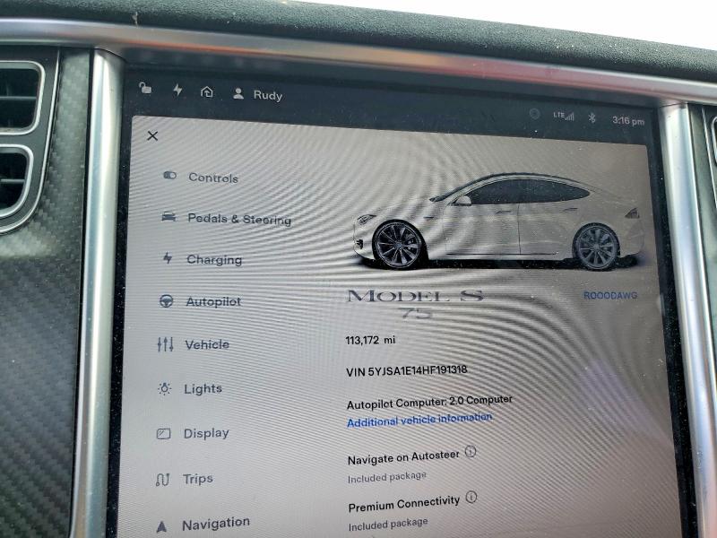 66259096 :رقم المزاد ، 5YJSA1E14HF191318 vin ، 2017 Tesla Model S مزاد بيع
