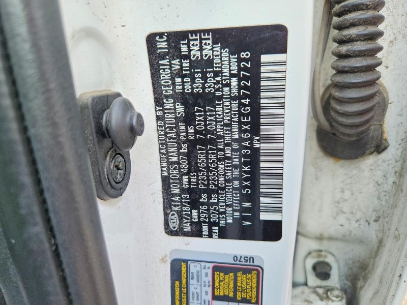 66732646 :رقم المزاد ، 5XYKT3A6XEG472728 vin ، 2014 Kia Sorento مزاد بيع