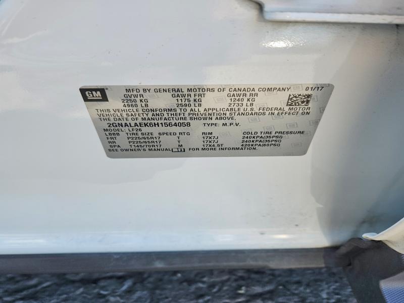 Продажа на аукционе авто 2017 Chevrolet Equinox, vin: 2GNALAEK6H1564058, номер лота: 65575356