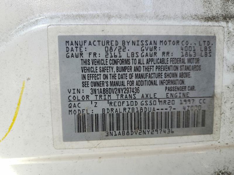 2022 Nissan Sentra მანქანა იყიდება აუქციონზე, vin: 3N1AB8DV2NY297436, აუქციონის ნომერი: 66427336