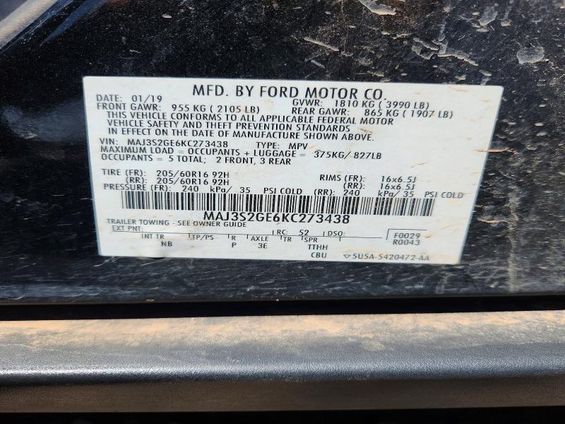Aukcja sprzedaży 2019 Ford Ecosport, vin: MAJ3S2GE6KC273438, numer aukcji: 66247616