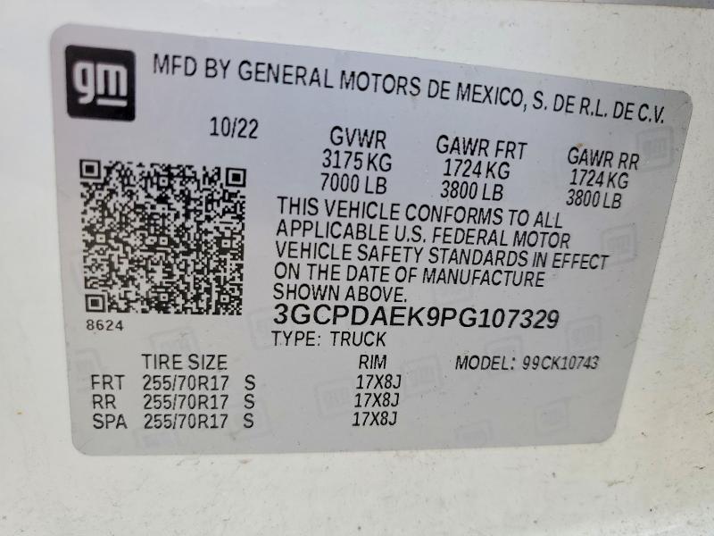 Aukcja sprzedaży 2023 Chevrolet Silverado, vin: 3GCPDAEK9PG107329, numer aukcji: 68199676