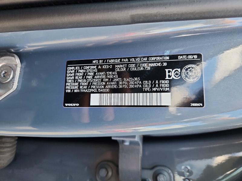 Aukcja sprzedaży 2020 Volvo Xc90, vin: YV4A22PM2L1540030, numer aukcji: 66011036