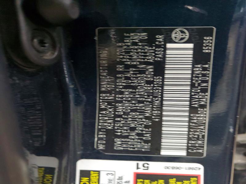 65833256 :رقم المزاد ، 4T1B11HK5JU531265 vin ، 2018 Toyota Camry مزاد بيع