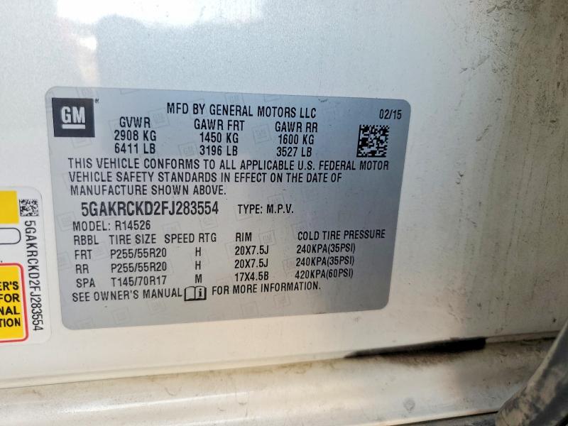 Aukcja sprzedaży 2015 Buick Enclave, vin: 5GAKRCKD2FJ283554, numer aukcji: 65102586