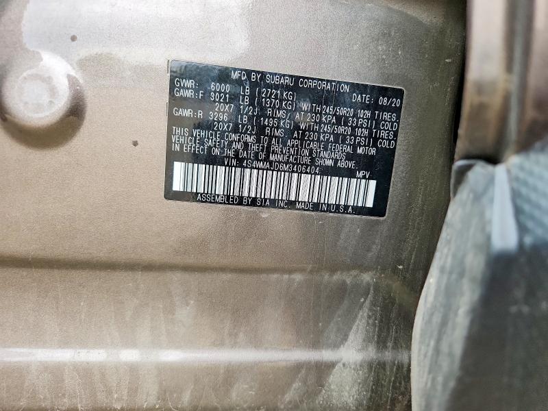 63820756 :رقم المزاد ، 4S4WMAJD6M3406404 vin ، 2021 Subaru Ascent مزاد بيع