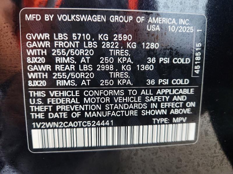 Aukcja sprzedaży 2026 Volkswagen Atlas, vin: 1V2WN2CA0TC524441, numer aukcji: 66146616