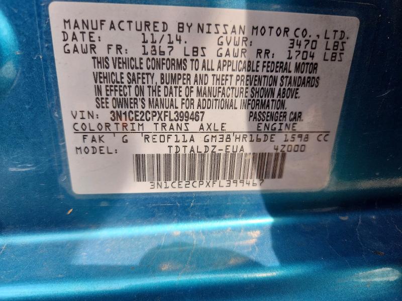Продажа на аукционе авто 2015 Nissan Versa Note, vin: 3N1CE2CPXFL399467, номер лота: 65352356