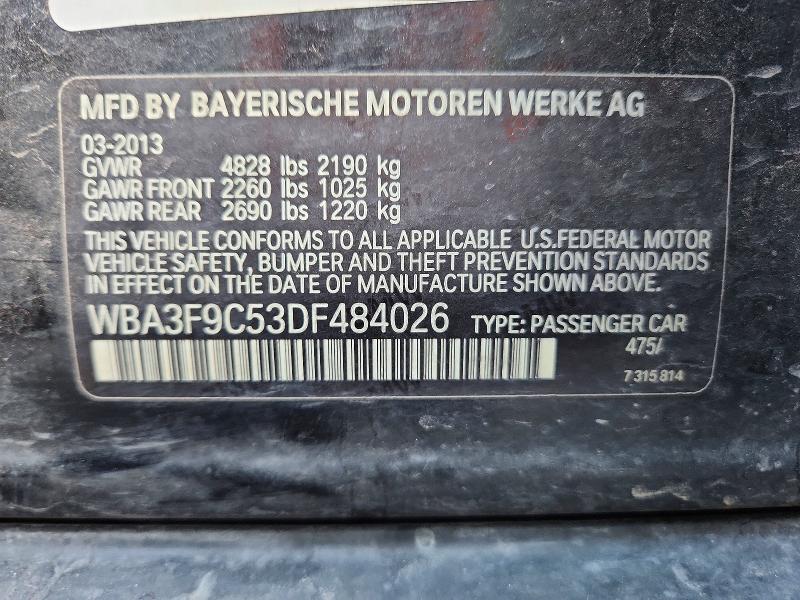 65911256 :رقم المزاد ، WBA3F9C53DF484026 vin ، 2013 Bmw Activehybrid 3 مزاد بيع