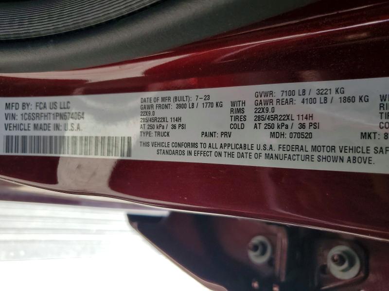 Продаж на аукціоні авто 2023 Ram 1500, vin: 1C6SRFHT1PN674064, номер лоту: 66523876