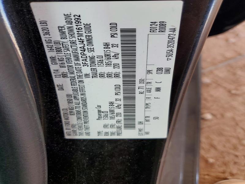 63477156 :رقم المزاد ، 3FADP4AJ4FM161992 vin ، 2015 Ford Fiesta مزاد بيع