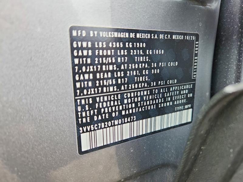 Продажа на аукционе авто 2026 Volkswagen Taos, vin: 3VV5C7B20TM018473, номер лота: 65590346