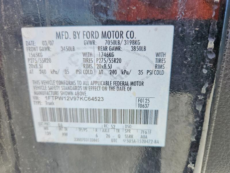 Продажа на аукционе авто 2007 Ford F150, vin: 1FTPW12V97KC64523, номер лота: 65292946