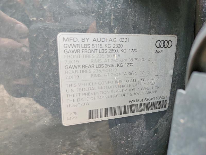Aukcja sprzedaży 2021 Audi Q3, vin: WA1BUDF30M1108621, numer aukcji: 64462306