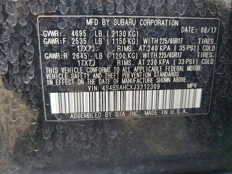 65531416 :رقم المزاد ، 4S4BSAHCXJ3212309 vin ، 2018 Subaru Outback مزاد بيع