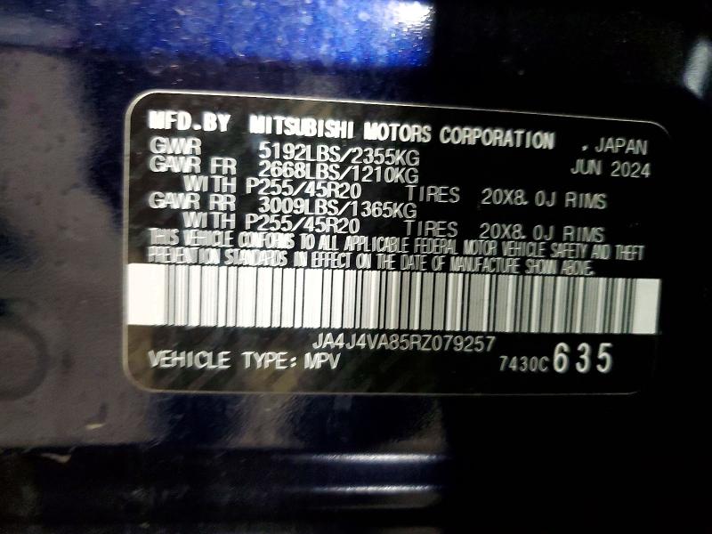 2024 Mitsubishi Outlander მანქანა იყიდება აუქციონზე, vin: JA4J4VA85RZ079257, აუქციონის ნომერი: 64246356