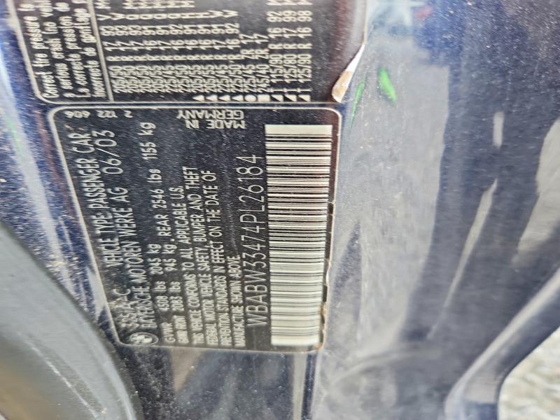 63779176 :رقم المزاد ، WBABW33474PL26184 vin ، 2004 Bmw 325 مزاد بيع
