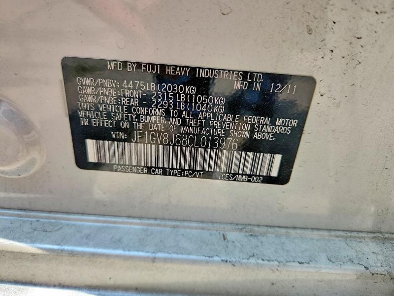 Продажа на аукционе авто 2012 Subaru Impreza, vin: JF1GV8J68CL013976, номер лота: 64786576