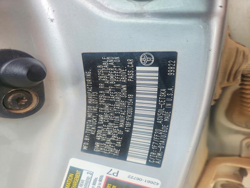 Aukcja sprzedaży 2013 Toyota Camry, vin: 4T1BF1FK3DU715418, numer aukcji: 63881036