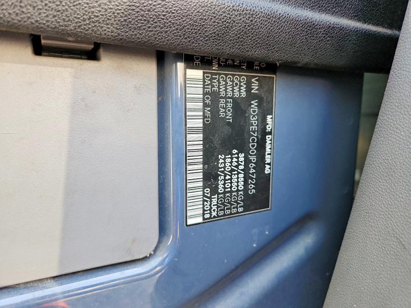 Aukcja sprzedaży 2018 Mercedes-benz Sprinter, vin: WD3PE7CD0JP647265, numer aukcji: 62401546