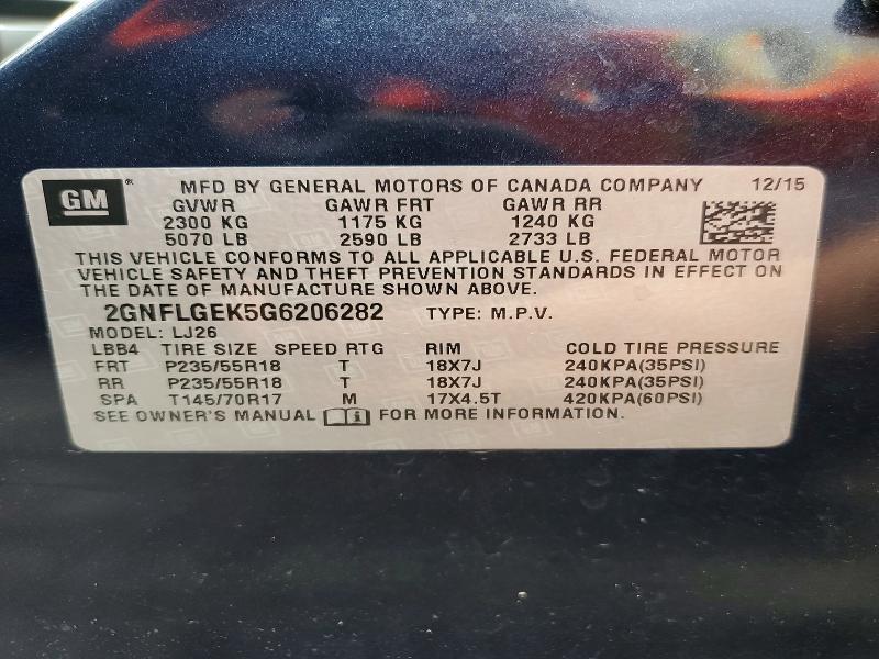 2016 Chevrolet Equinox მანქანა იყიდება აუქციონზე, vin: 2GNFLGEK5G6206282, აუქციონის ნომერი: 63568456