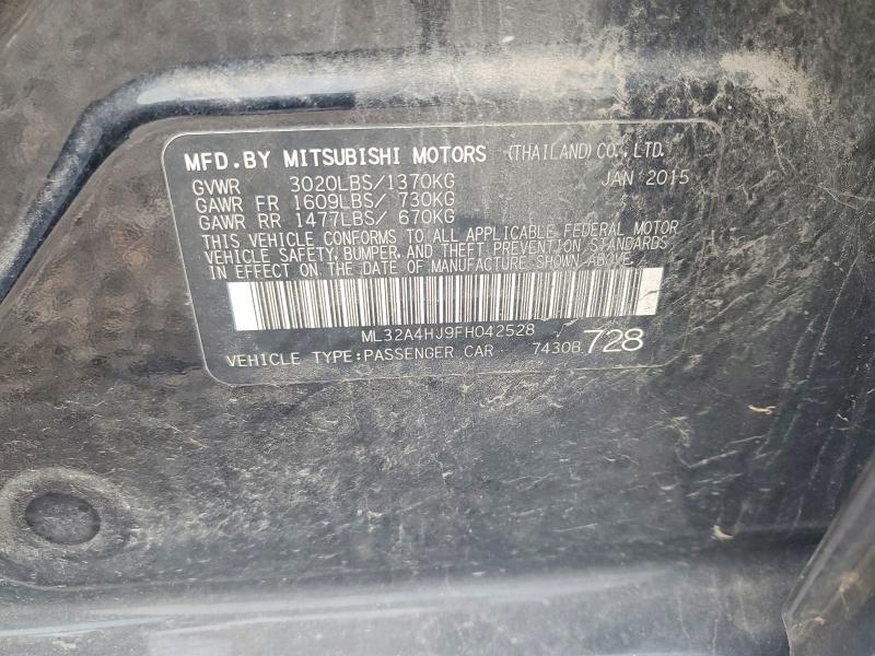 2015 Mitsubishi Mirage მანქანა იყიდება აუქციონზე, vin: ML32A4HJ9FH042528, აუქციონის ნომერი: 64562616
