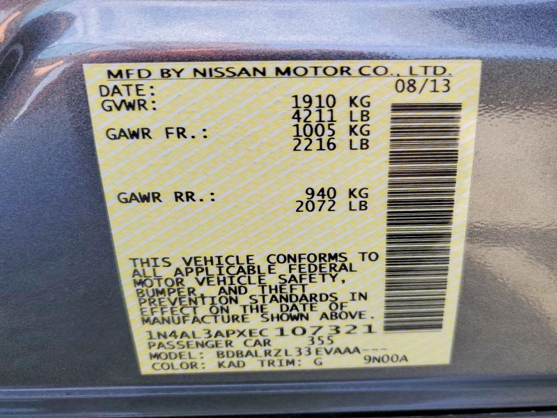 Продаж на аукціоні авто 2014 Nissan Altima, vin: 1N4AL3APXEC107321, номер лоту: 64667896