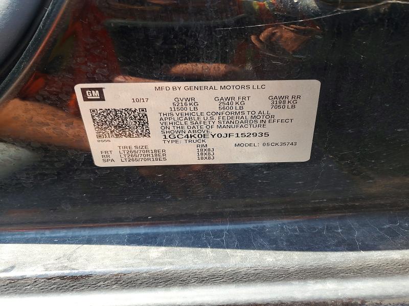64754646 :رقم المزاد ، 1GC4K0EY0JF152935 vin ، 2018 Chevrolet Silverado مزاد بيع