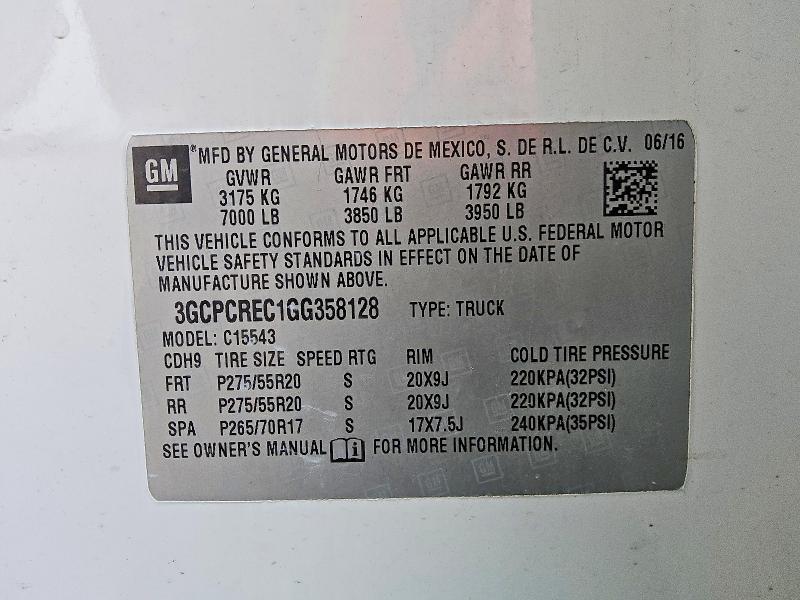 2016 Chevrolet Silverado მანქანა იყიდება აუქციონზე, vin: 3GCPCREC1GG358128, აუქციონის ნომერი: 63752826