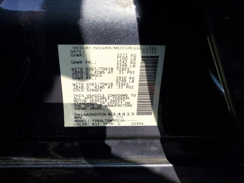 Auction sale of the 2012 Nissan Armada, vin: 5N1AA0ND7CN614415, lot number: 63720666