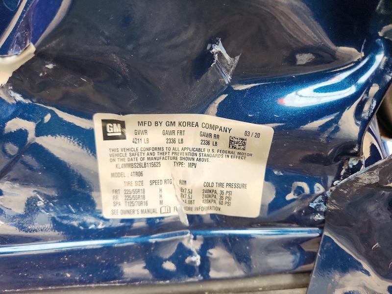 2020 Buick Encore Gx მანქანა იყიდება აუქციონზე, vin: KL4MMBS26LB115625, აუქციონის ნომერი: 64123486