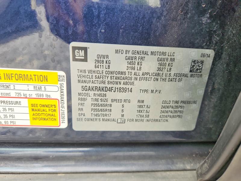 Aukcja sprzedaży 2015 Buick Enclave, vin: 5GAKRAKD4FJ183914, numer aukcji: 64972726