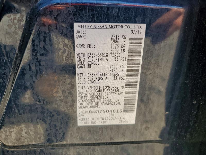 Aukcja sprzedaży 2020 Infiniti Qx60, vin: 5N1DL0MM7LC504615, numer aukcji: 63972446