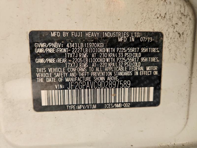 66234336 :رقم المزاد ، JF2GPAVC9D2897589 vin ، 2013 Subaru Xv Crosstrek مزاد بيع