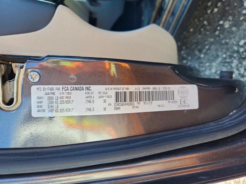 Auction sale of the 2019 Dodge Grand Caravan, vin: 2C4RDGBGXKR699631, lot number: 63381416