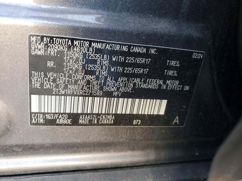 2024 Toyota Rav4 მანქანა იყიდება აუქციონზე, vin: 2T3W1RFVXRC271589, აუქციონის ნომერი: 65612096