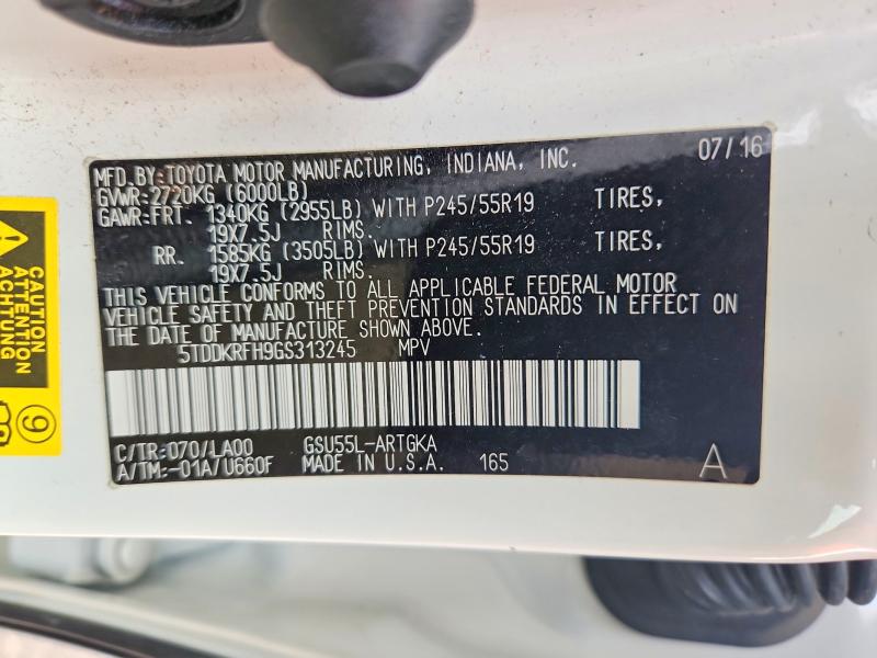 Продажа на аукционе авто 2016 Toyota Highlander, vin: 5TDDKRFH9GS313245, номер лота: 64484986