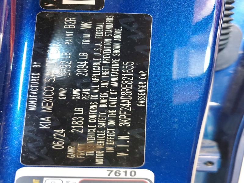 Aukcja sprzedaży 2024 Kia Forte, vin: 3KPF24AD8RE821655, numer aukcji: 63490206