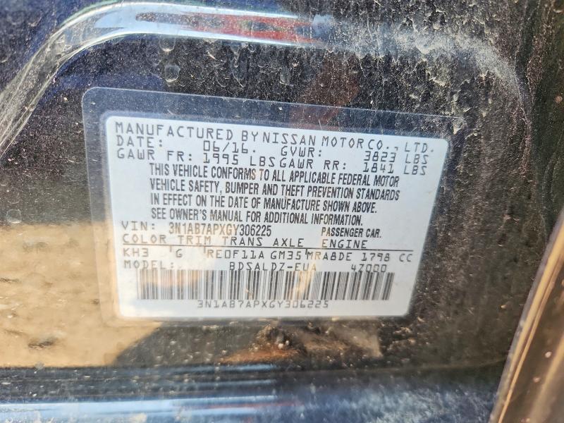 Aukcja sprzedaży 2016 Nissan Sentra, vin: 3N1AB7APXGY306225, numer aukcji: 67097096