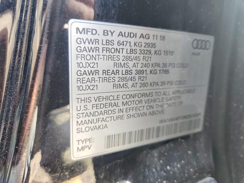 Продаж на аукціоні авто 2019 Audi Q8, vin: WA1AVAF13KD016260, номер лоту: 64289566