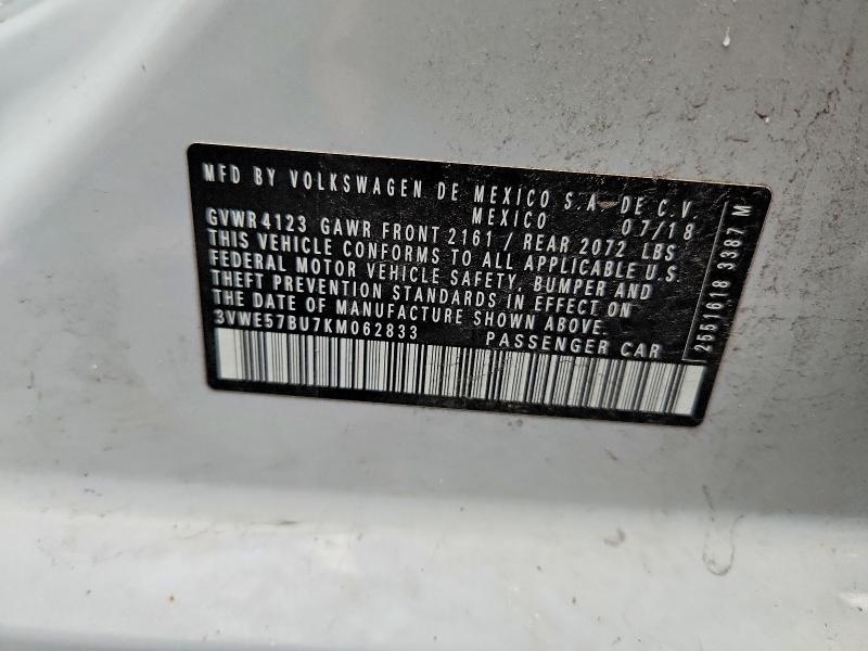 Продаж на аукціоні авто 2019 Volkswagen Jetta, vin: 3VWE57BU7KM062833, номер лоту: 63990566