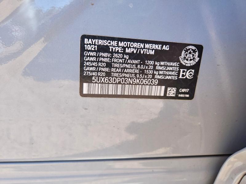 Продажа на аукционе авто 2022 Bmw X3, vin: 5UX63DP03N9K06039, номер лота: 65725996