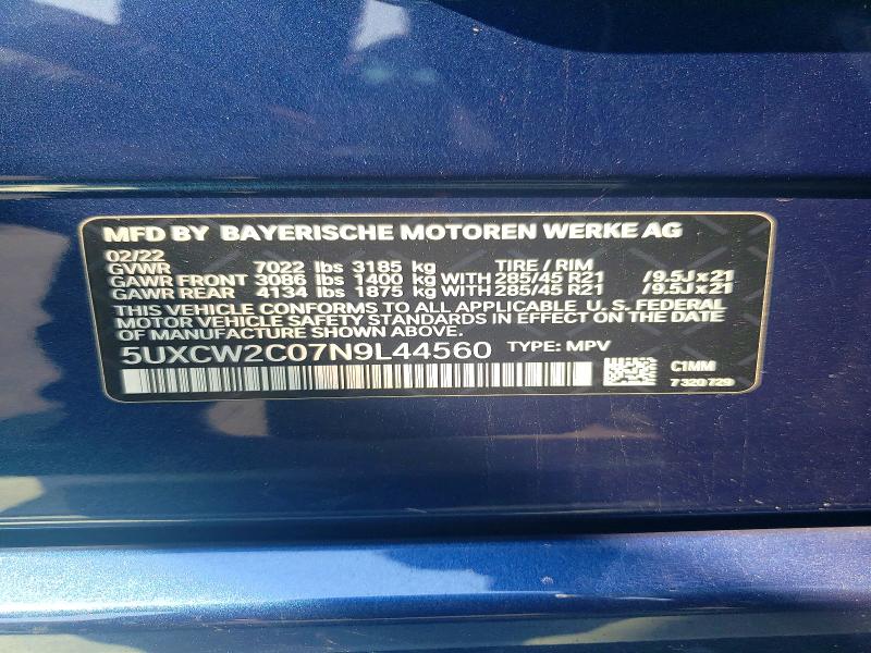 Продажа на аукционе авто 2022 Bmw X7, vin: 5UXCW2C07N9L44560, номер лота: 64406226