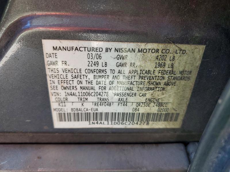 Продаж на аукціоні авто 2006 Nissan Altima, vin: 1N4AL11D06C204278, номер лоту: 64584526